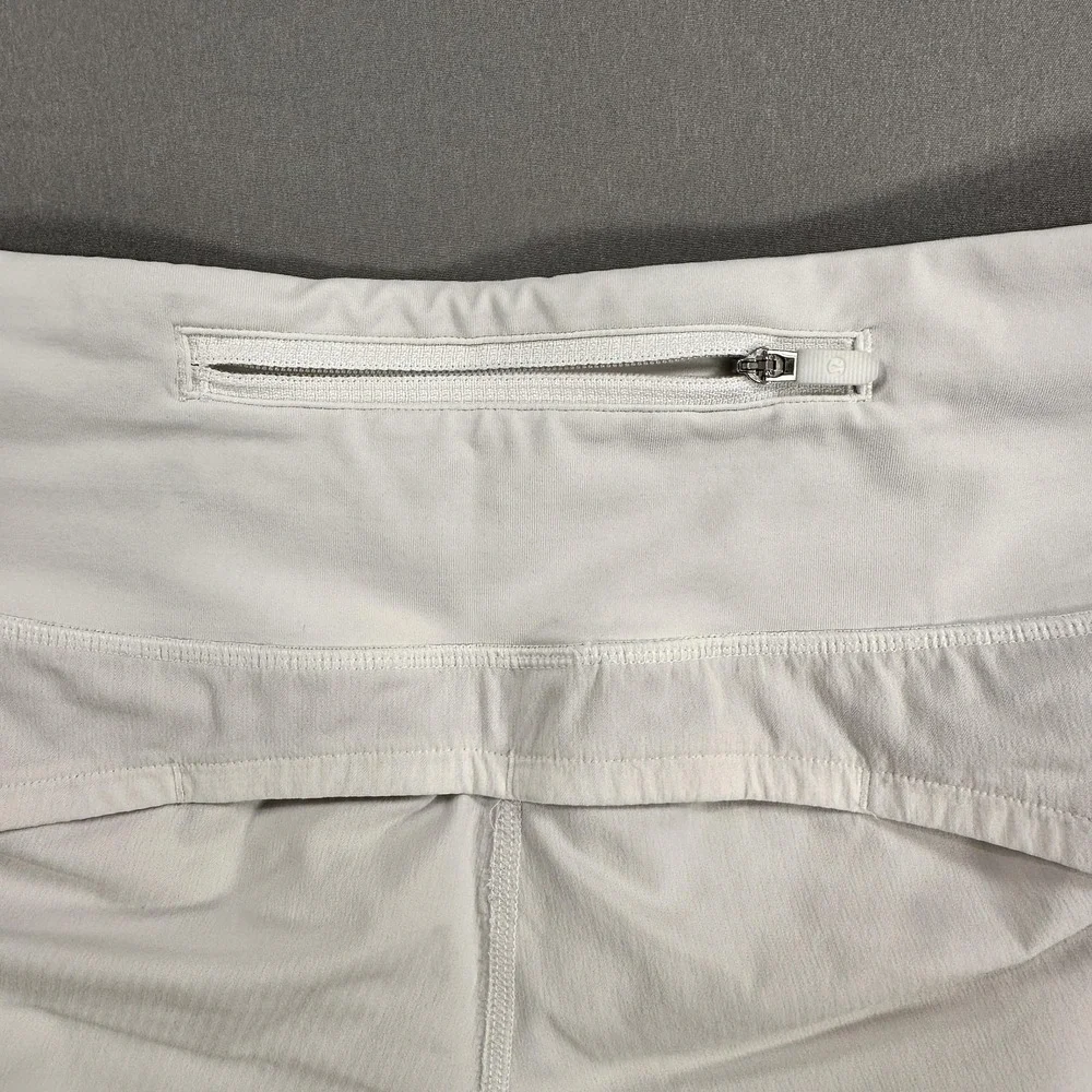 Lululemon Shorts Womens 10 White 2.5‎ Inseam Running Lined Zip Pocket Athletic
